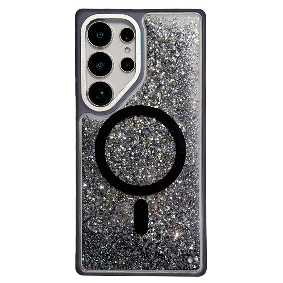 

For Samsung Galaxy S25 Ultra Case Compatible with MagSafe TPU+PC Quicksand Phone Cover Black Quicksand