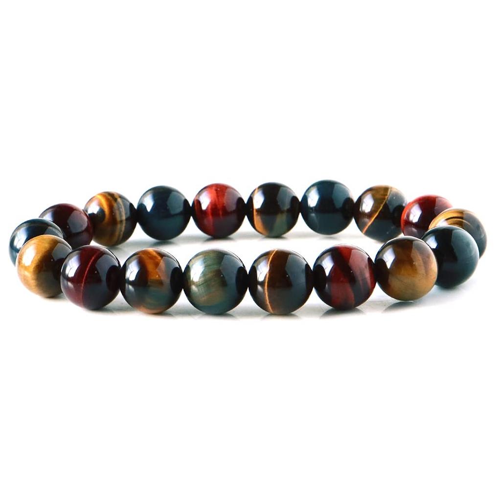 Natural Stone Power Stone Bracelet Tiger Eye for Men and Inner Circumference Women, 10mm, Approx. 17.5cm