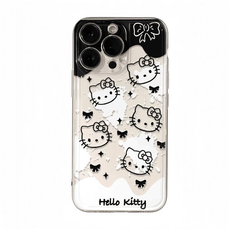 Black & White Hello Kitty Case for iPhone 13, 15, 16, & 17 Pro Max - Cute & Simple Design