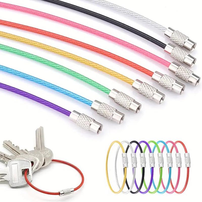 5PCS/Pack Key Hanging Circle Stainless Steel Wire Screw Locking Keychains Keychain Ring 6 Color Available Travel Luggage Tag ZYF