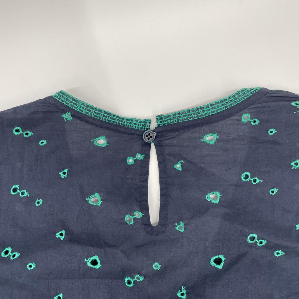 Haat HA31FT622 Navy X Green Short Sleeve Embroidered Dress Dress 3 Navy X greenUsed