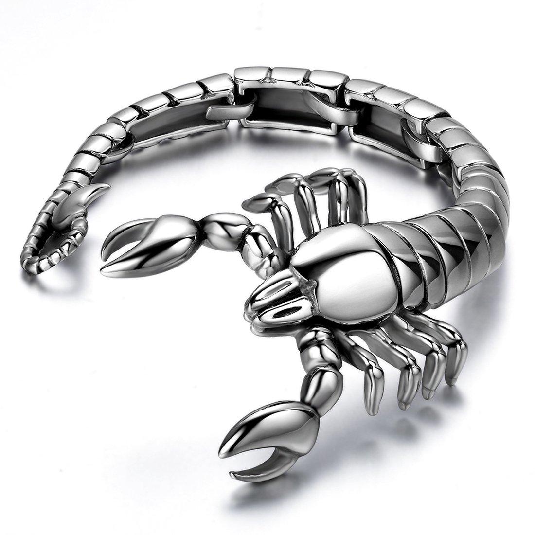 

Хэллоуин Скорпион Скорпион Нержавеющая сумка [JEWELRYWE] Аксессуары Мужской браслет, Браслет, Сталь, Цвет серебристый; [Подарок предоставлен]