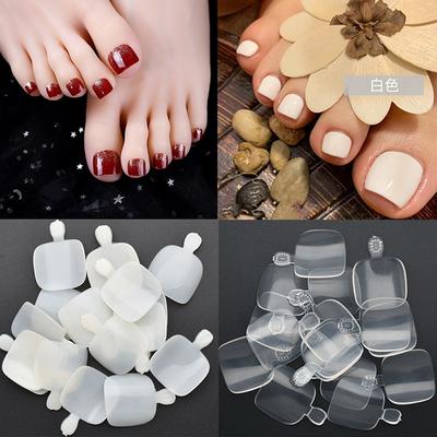 100 Pieces Per Box Short Clear Toe False Nails Tips Full Cover Foot Artificial Fake Nails Art Tips Manicure Art Salon Tools