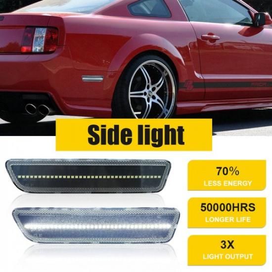 

For Mustang Clear 05-09 Lens White LED Rear Side Lamps Marker Reflector Lights