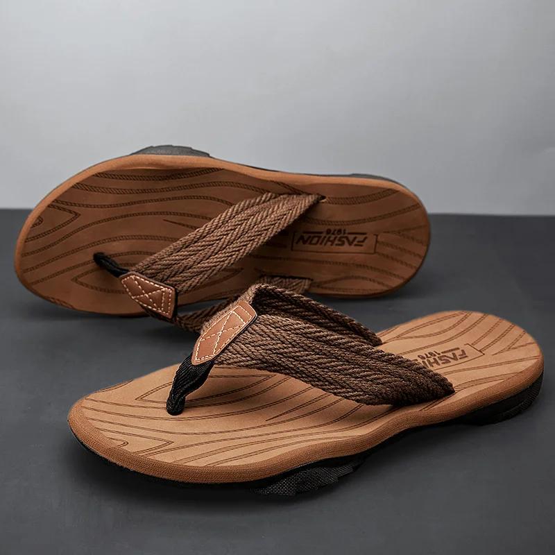 Men's shoes 2025 summer flip flops trend personalized anti slip thick sole casual sandals beach