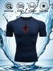 Men's Compression Shirt Quick Dry Navy Blue Gym T-Shirt Red Mystical Symbol Print Workout Sportswear