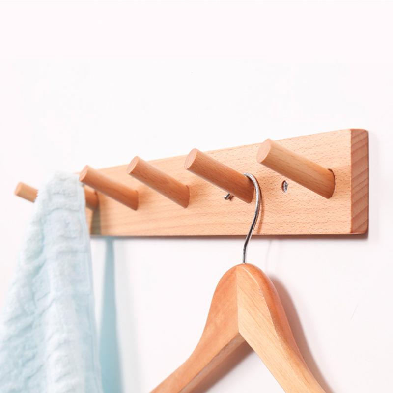 Nordic Solid Wood Hooks Creative Porch Wall Hanging Wooden Hook For Coat And Hat Wall-mounted Coat Racks For Clothes