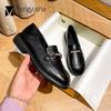 42/43 Plus Size Crystal Chain Derby Shoes Women Loafers Square Toe Flats British Small Leather Shoes Woman Thick Heels Oxfords