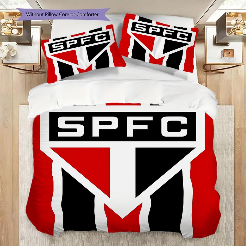 Sao Paulo FC Pattern Bedding Quilt Set Quilt Cover Pillowcase Home Decoration Birthday Gift (1 * Duvet Cover + 2 * Pillowcase, Without Core)