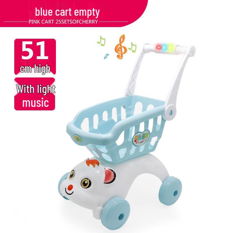 Large Kids' Grocery Cart with Fruit & Vegetable Play Set for Playhouse