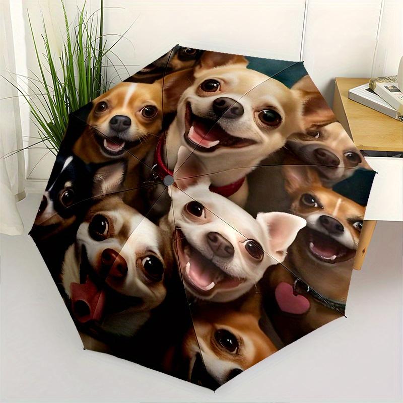 

Chihuahua, Smiles Theme 8 Bone Hand Automatic Folding Umbrella, Compact and Portable Design, A Perfect Gift for Birthday, Christmas or Busin