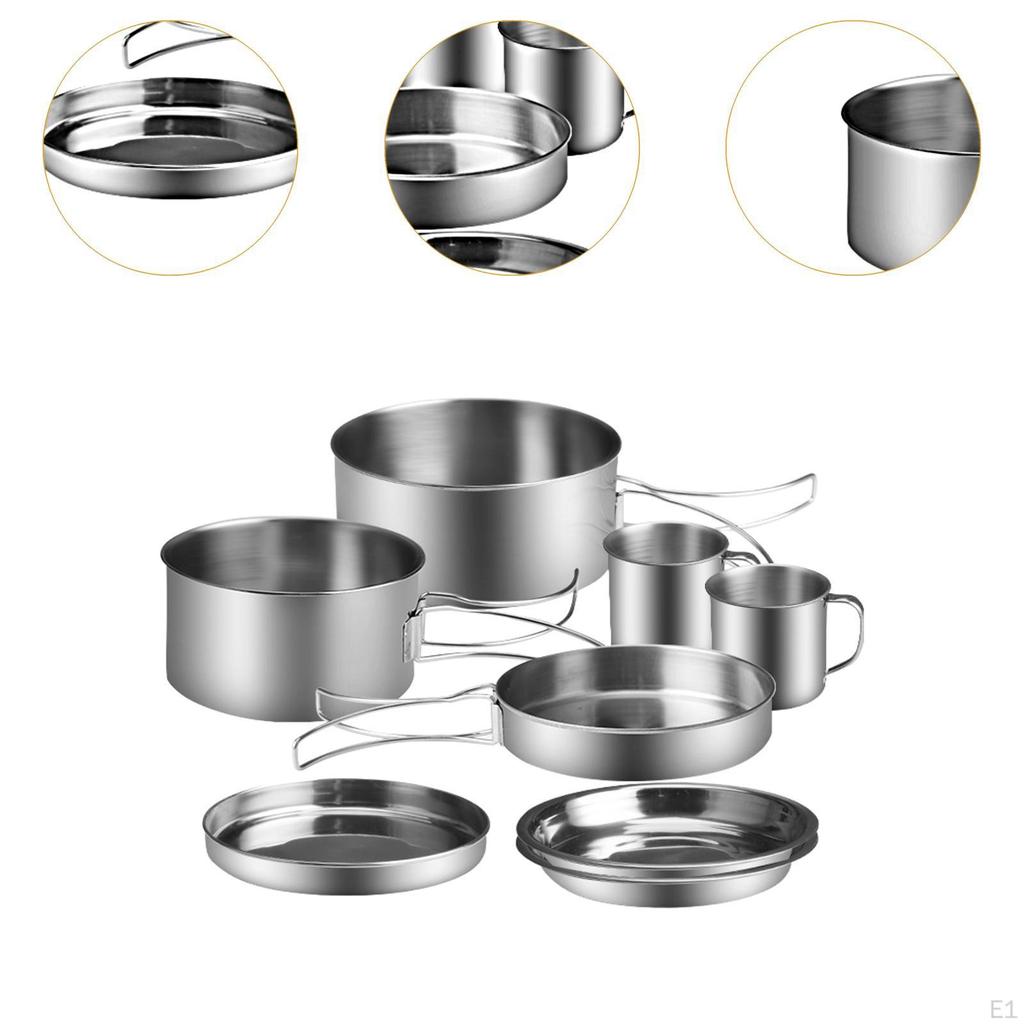 Stainless Steel Utensils Camping Dinnerware Set Lightweight Outdoor Cooking Gear Plate