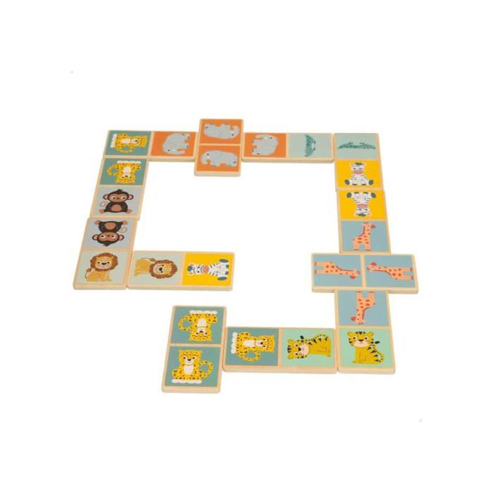 Wooden Skill Game - WOOMAX - Animals - 12 Units - 28 Pieces - 8x0.5x4 Cm - Assorted Colors