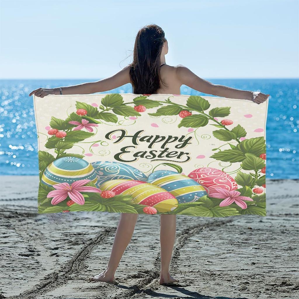 Skull Brightly Colored Flower Beach Towel, Large Microfiber Quick Dry Lightweight Pool Bath Towels Sand Free Beach Blanket for