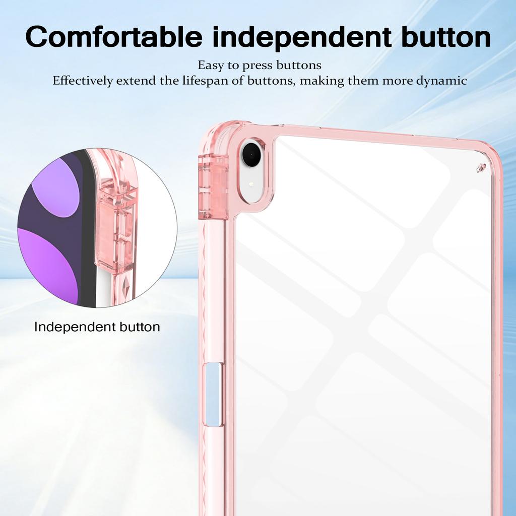 For iPad (2025) / 10.9 (2022) Case TPU + Acrylic Clear Back Ultra Thin Tablet Cover with Pen Slot