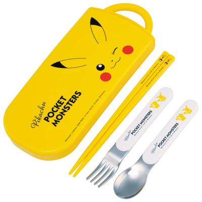 Skater Cutlery Lunch Made In Sliding Name Stickers Trio Pokemon Pikachu 23 for Boys and Children's Set, Box, Chopsticks, Spoon, Fork, Japan, Cutlery,