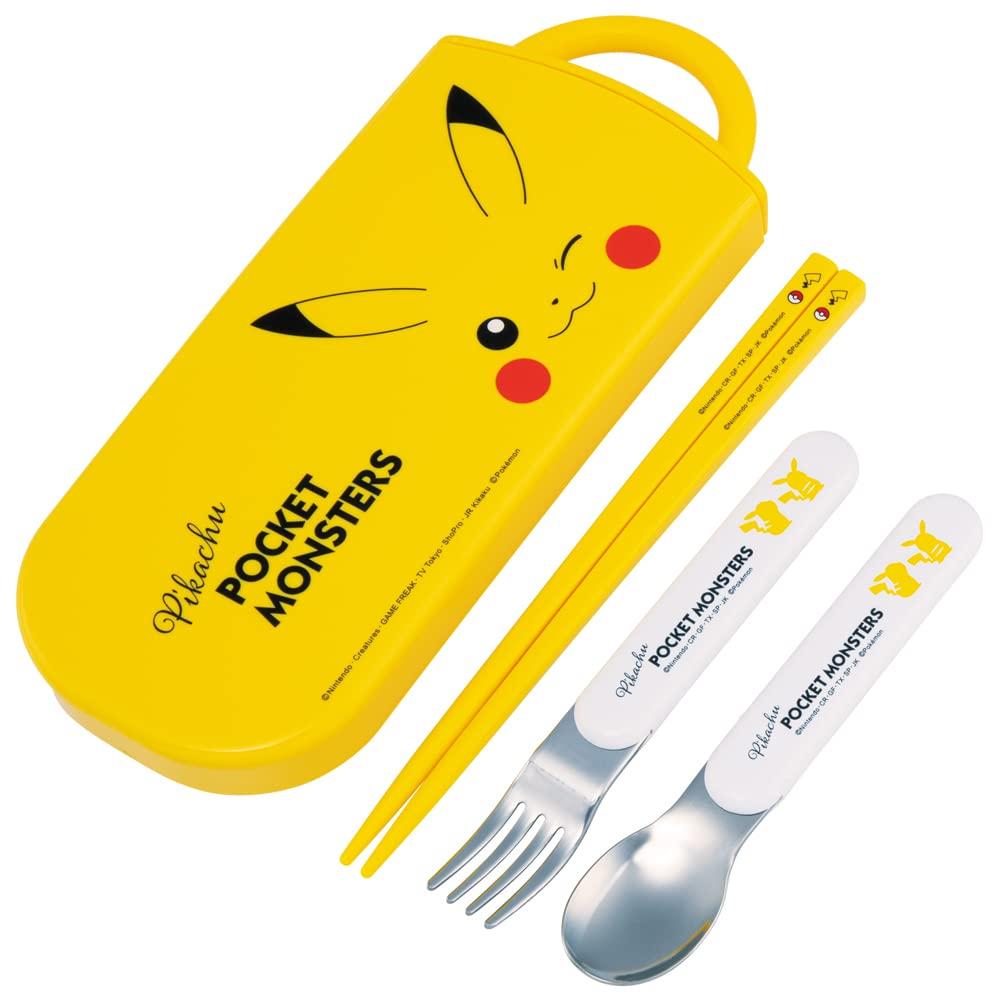 Skater Cutlery Lunch Made In Sliding Name Stickers Trio Pokemon Pikachu 23 for Boys and Children's Set, Box, Chopsticks, Spoon, Fork, Japan, Cutlery,