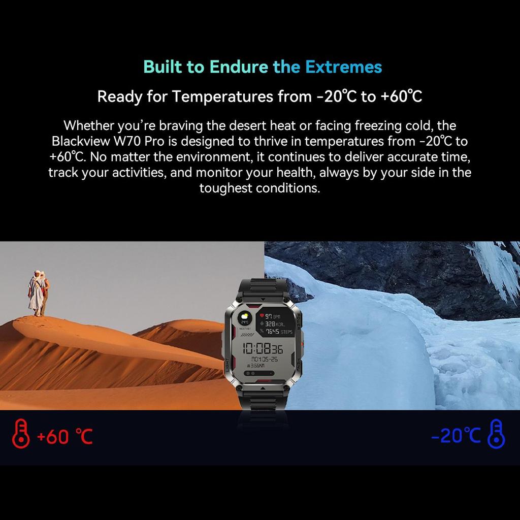 Blackview W70Pro Smart Watch, 2.01" HD Screen, 900mAh Battery, 120+ Sports Modes, IP68 Waterproof