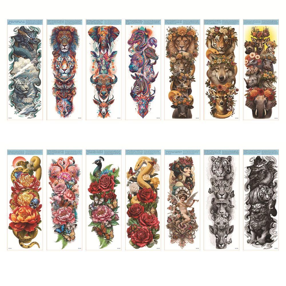 Water Transfer Decals Full Arm Tattoo Stickers Snake Butterfly Body Art Sticker  Girl Boy
