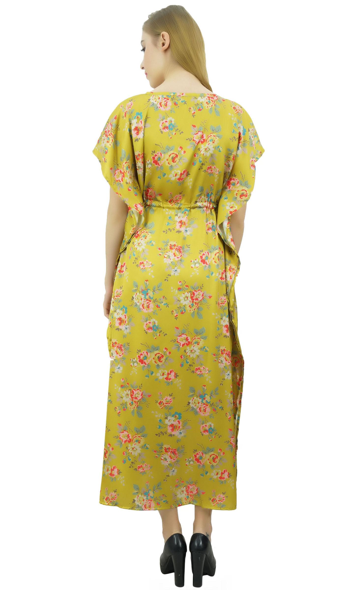 

Bimba Women s Long Satin Maxi Drawstring Floral Kaftan Kimono Pink Gown - 10 8 жовтий