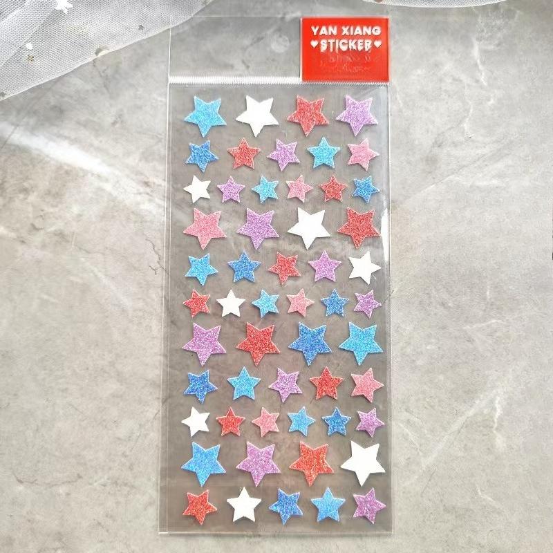 Gold Glitter Spark Heart Star Animal Cown DIY Stickers Self-adhesive New Year Gift for Kid Face Scrapbook Decora Bright Stickers