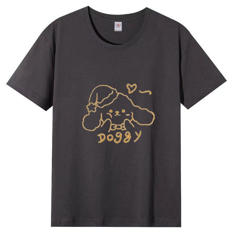 

Белая футболка с собакой Женская Повседневная Летняя Абрикосового Цвета Новая Футболка Женская Летняя 3XL