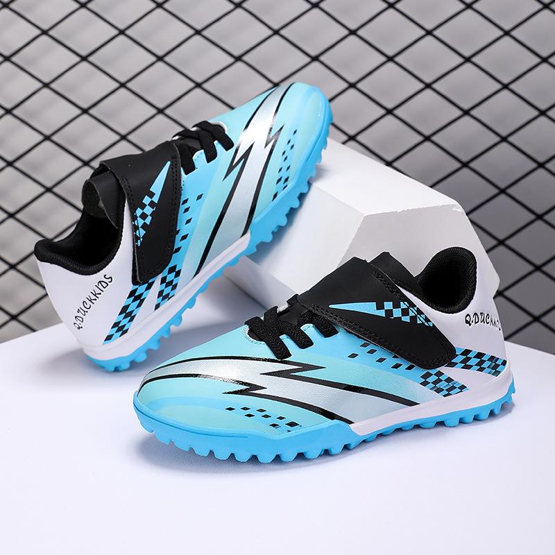 New Velcro + Lace-Up Children's Football Shoes Broken Nails Male and Female Students Primary School Students Competition Training Sports