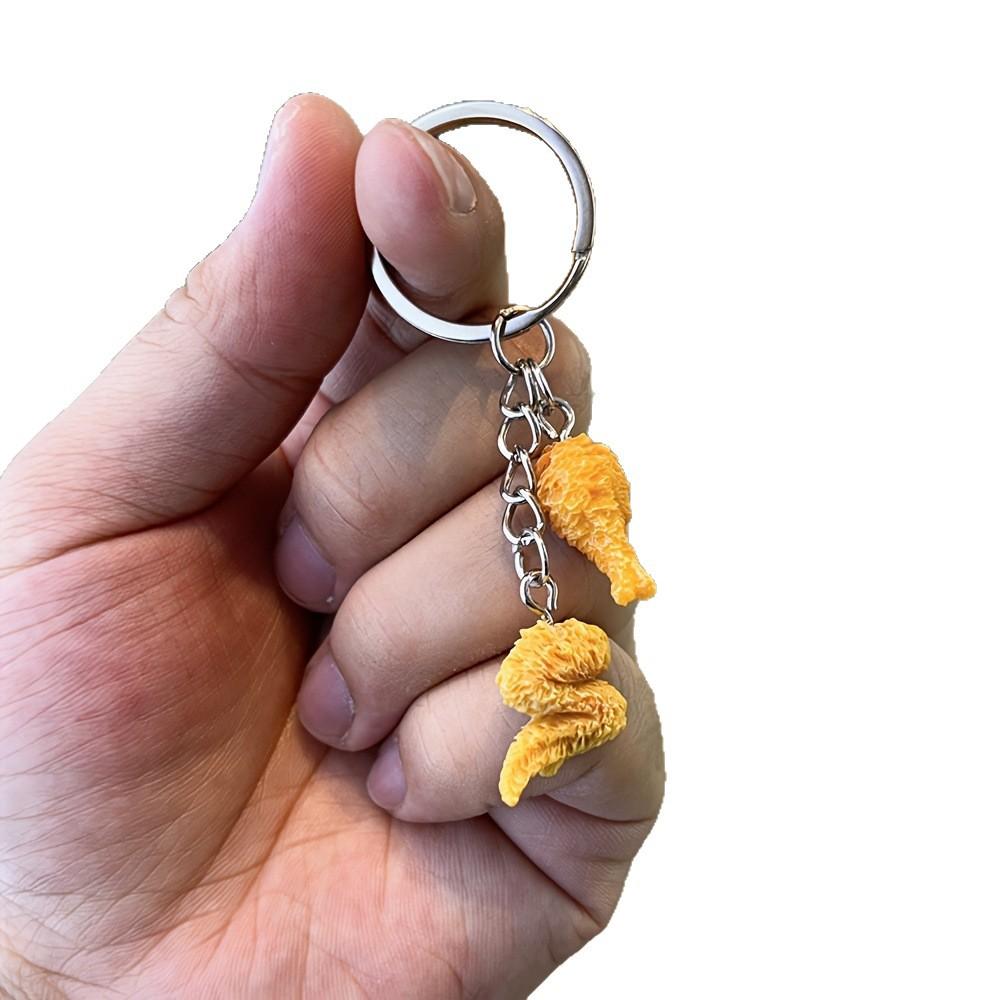 Simulation Fried Chicken Wing Keychain Creative Drumstick Bag Pendant Couple Family Keychain Pendant