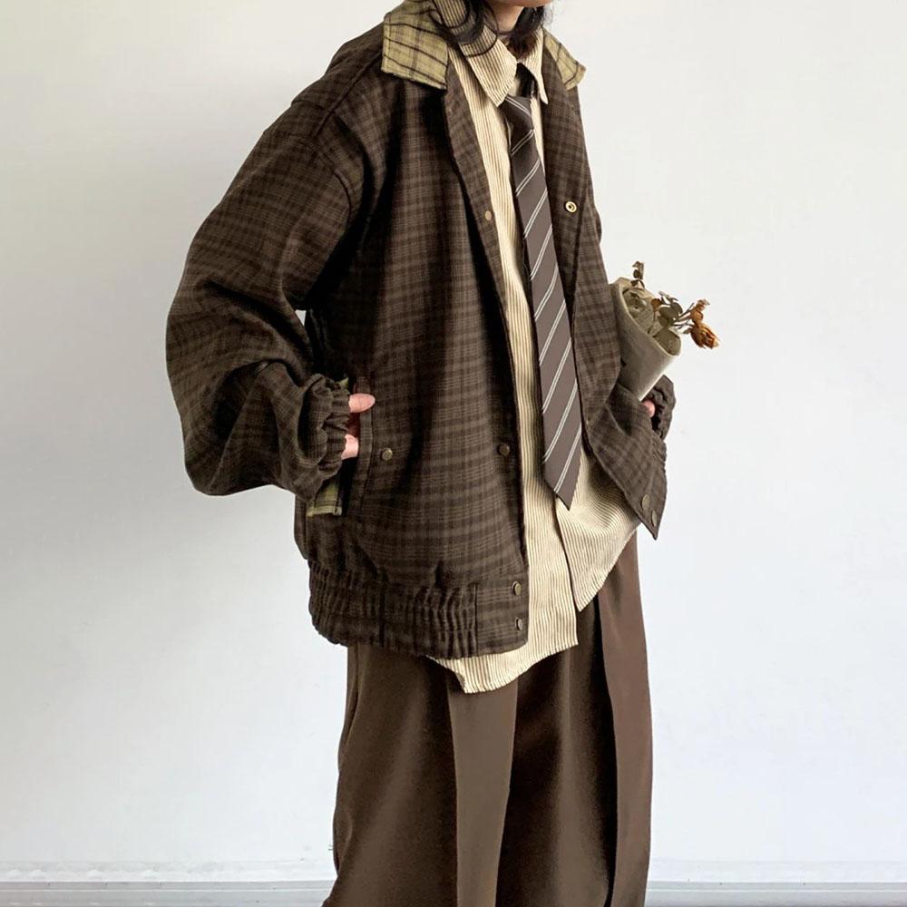 Frühling Herbst Übergroße Bunte Patchwork Männer Plaid Jacke Luxus Herren Designer Japanischen Stil Vintage Kleidung