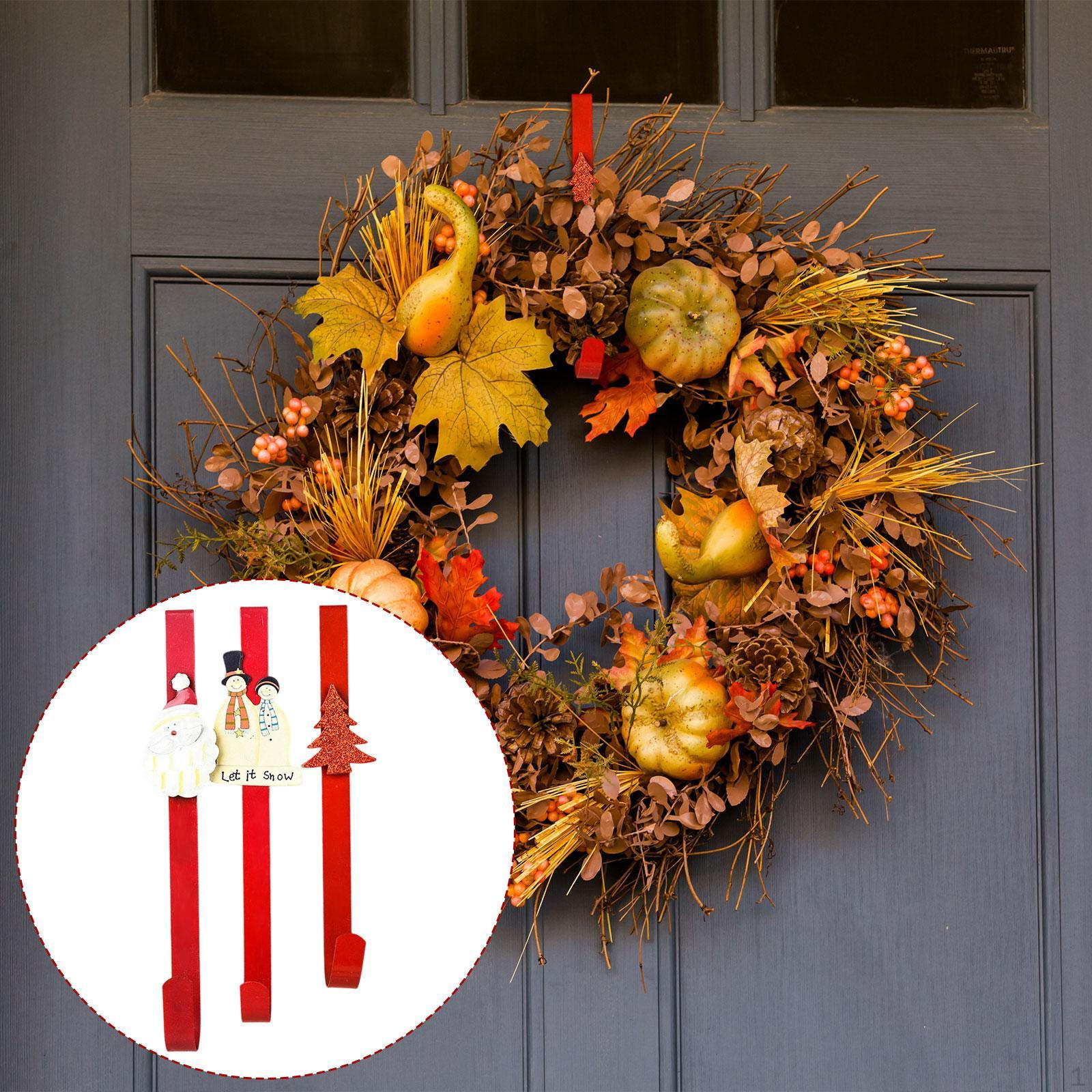 

3 Pieces Wreath Hanger for Front Door Hook Hangers Holiday Indoor Outdoor Home Decoration Spring Style A