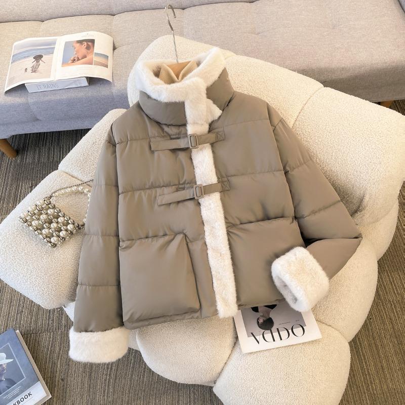 New Cuffs Leather Lamb Wool Cotton Clothes Women's Winter New Thickened Stand-up Neck Warm Bread Clothes Jacket