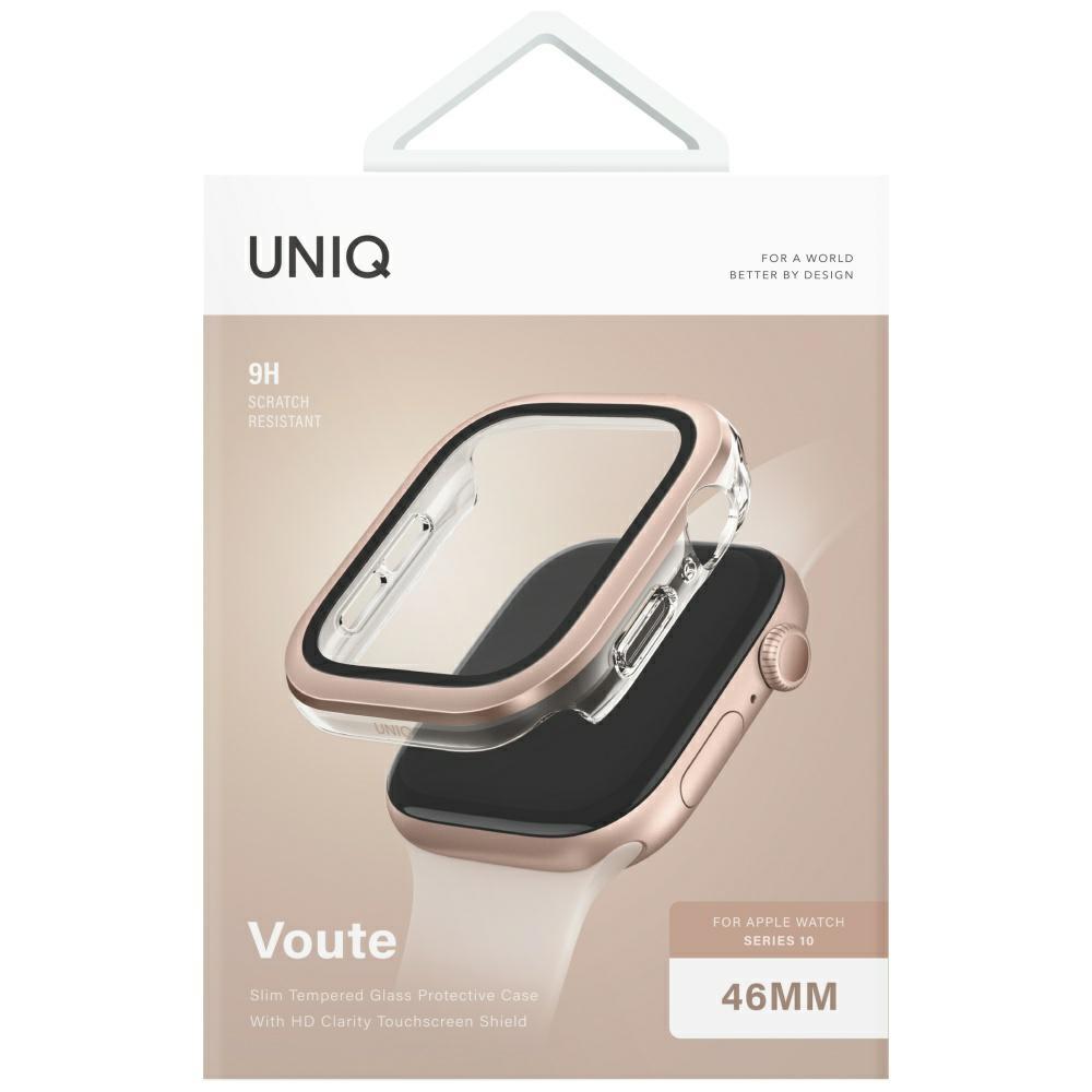 Etui do Apple Watch Series 10 UNIQ Szkło hartowane Różowo-złoty