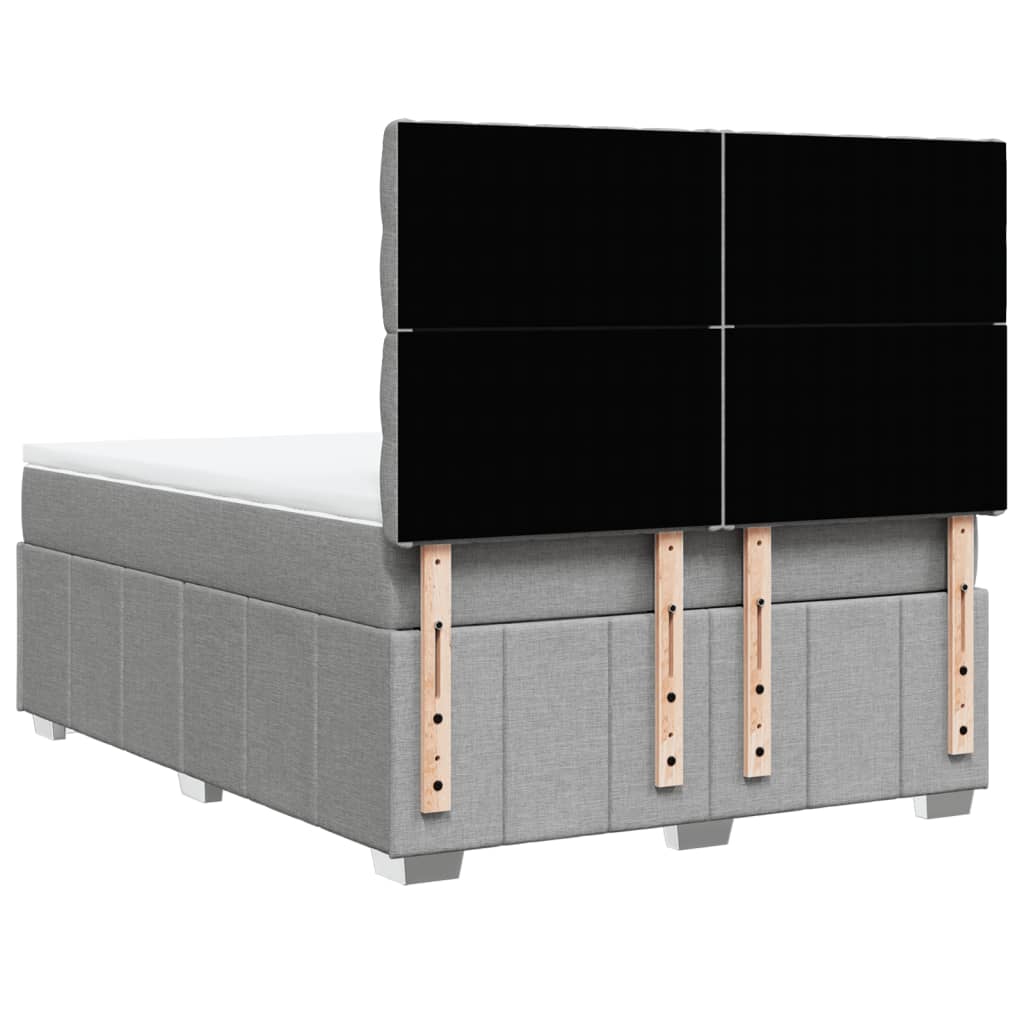 Box Spring Bed with Mattress Light Grey 140 X 190 Cm Fabric