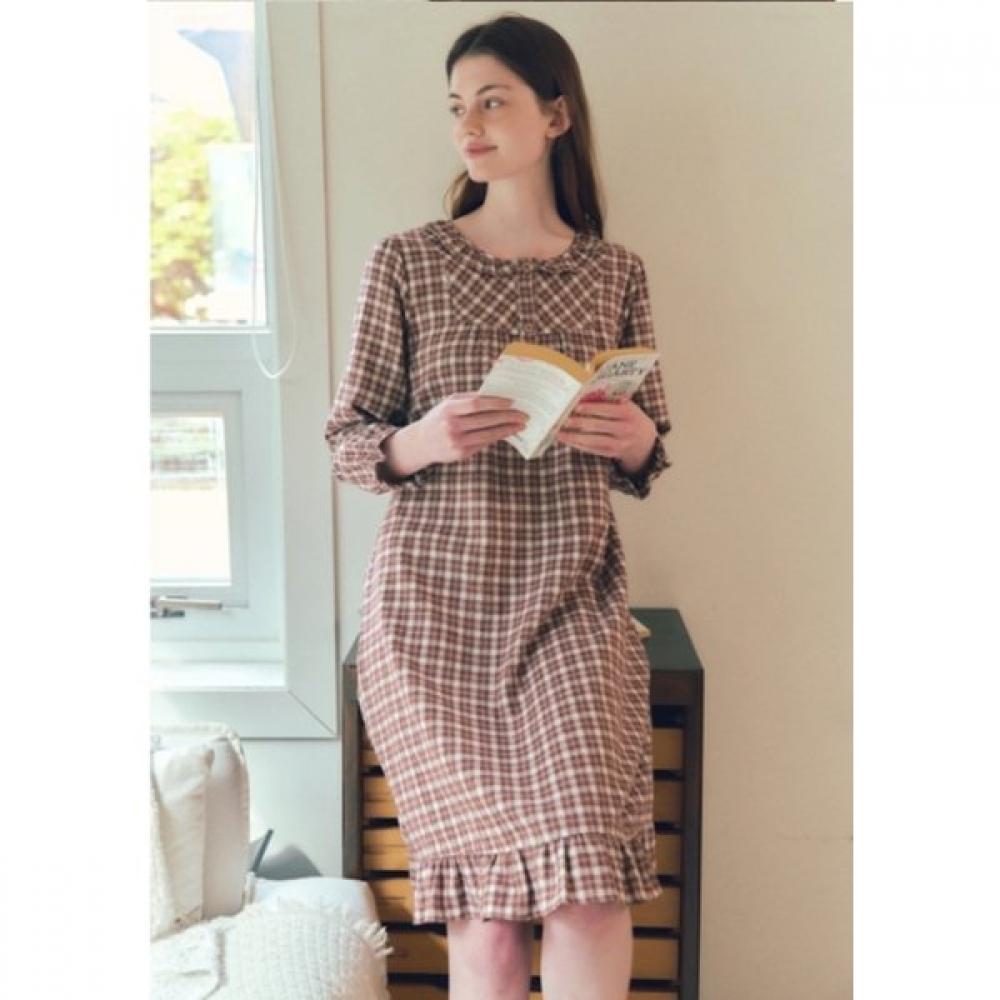 Venus Warm Fresh Yarn Dyed Check Pajamas Dress Vgn4580 85