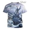 Maglietta Stampata 3D Moda Heavy Metal Rock Band da Uomo per Halloween Maglietta Casual a Maniche Corte Girocollo Maglietta Neutra