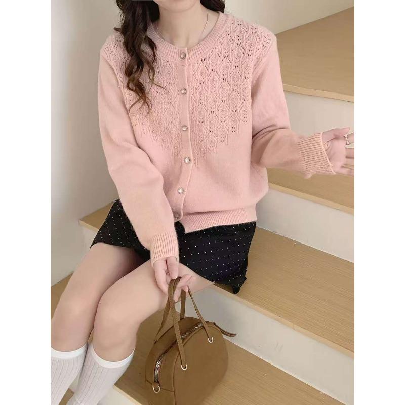 Hollow Knitted Cardigan Top Women's New High-end Design Sense Lazy Wind Soft Waxy Casual Versatile Sweater Jacket