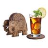 Divit Coasters Wooden for Drinks, Eco-Friendly, Absorbent, Antique Look Handcrafted Coasters (Elephant)