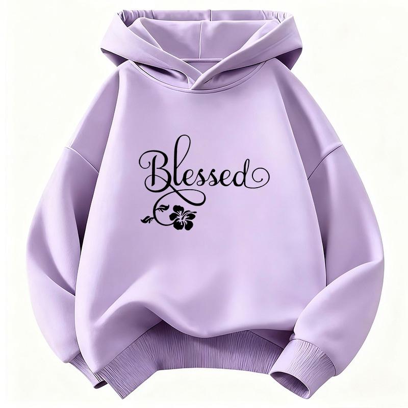 Blessed Flower Printed Design Hoodie Kids Children's Sweatshirt Hoody for Boys Girls Autumn Winter Casual Hoodies