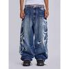FlowStreet Jeansy z nadrukiem Moda Nowe Harajuku High Street Duży rozmiar Luźne spodnie Codzienne Jeansy z wysokim stanem