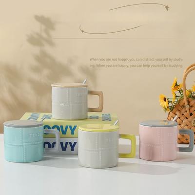 Creative and Simple Mugs Macaron Color Blocking Ceramic Cups High Appearance Level InS Style Couple Coffee Cups and Souvenir Cups