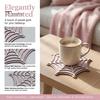 Boho Style Coffee Table Decor Halloween Spider Web Wooden Coaster, Anti-Slip Wood Cup Mat with Figurine, Thermal Insulated Protection for Hot Drinks &
