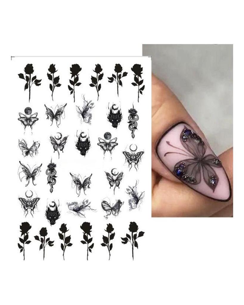 Water Nail Decal and Sticker Flower Leaf Tree Green Simple Summer Slider for Manicure Nail Art Watermark Tips