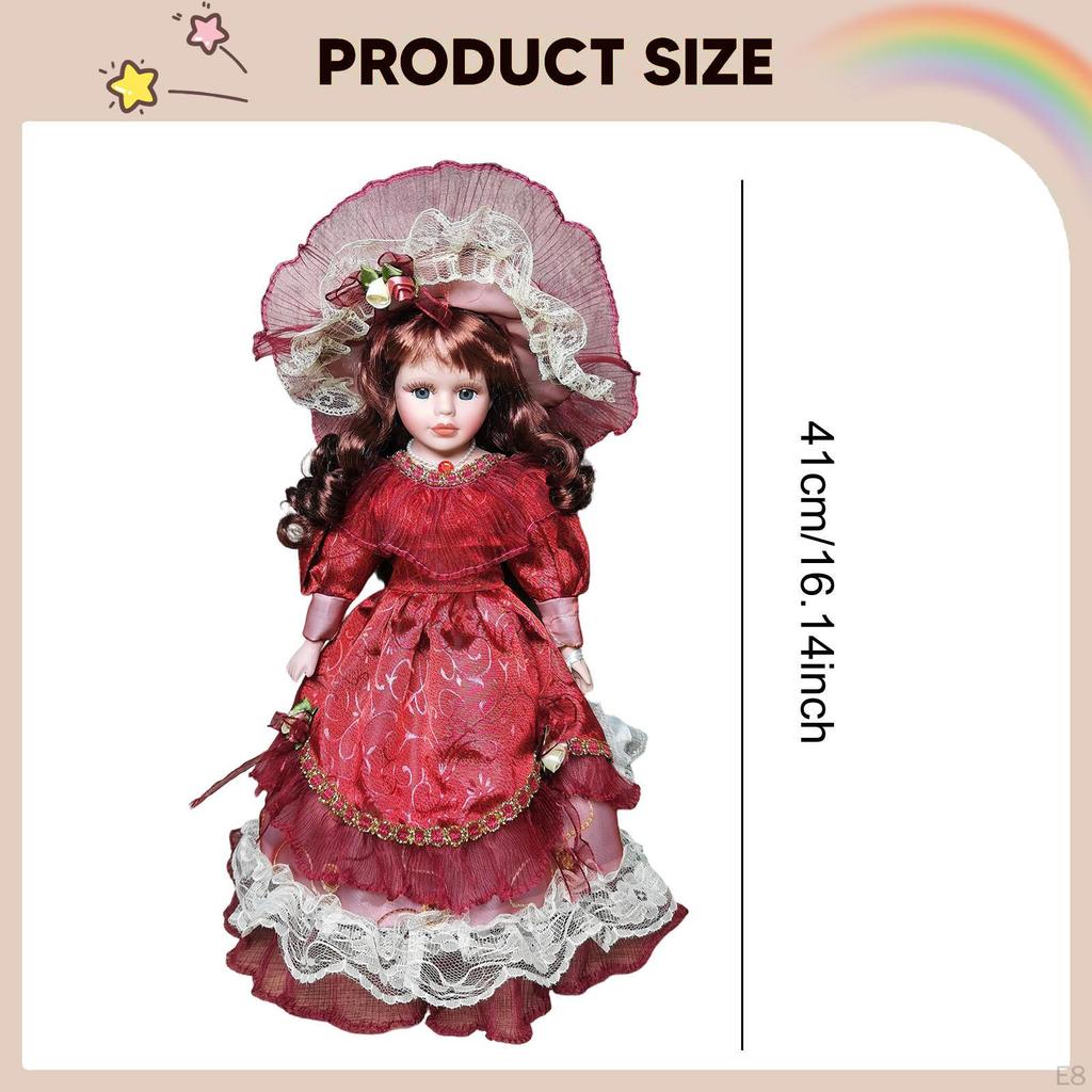 16.14 Inch Tall Porcelain Doll Collector's Figurine – Charming, Old-fashioned Ceramic