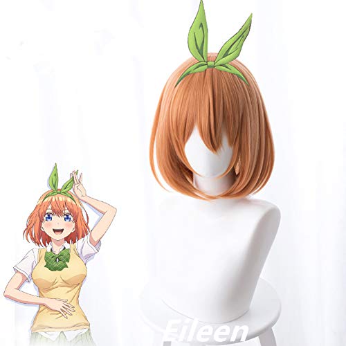 Eileen Quintessential Quintuplets Nakano Yotsuba Cosplay Wig, Heat-Resistant, Anime Wig, Disguise Wig for School Festivals [Includes Net]