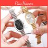 Band Womens Oval Steel Elegant Quartz Watch
