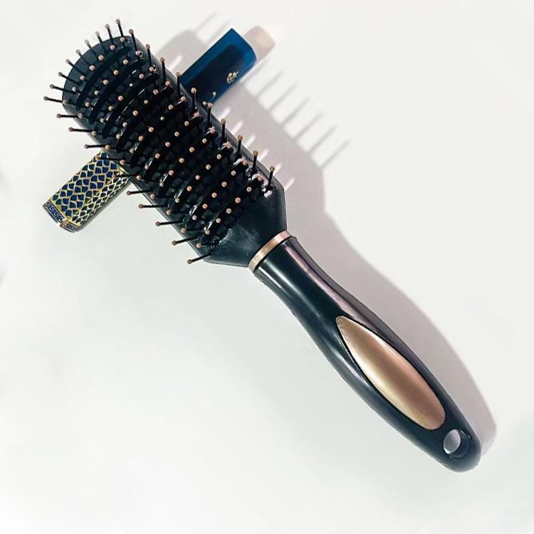 Black and Gold Anti-Static Hair Brush Set with Massage Function for Curly Hair Care