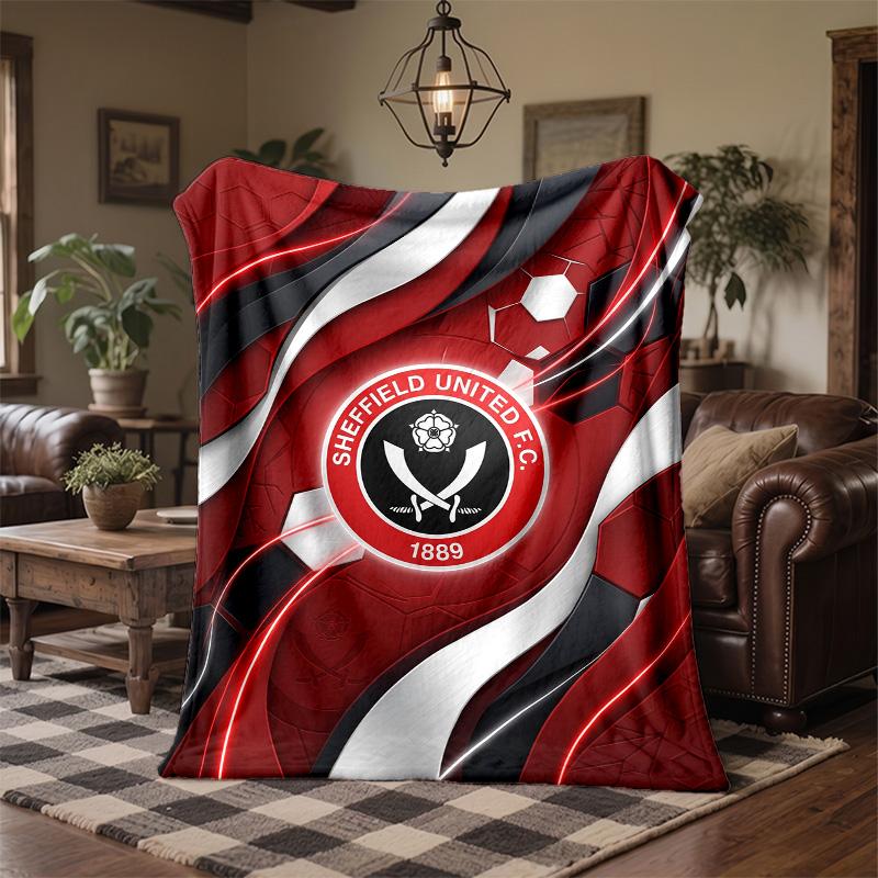 Sheffield United Football Print Flannel Blanket Soft Warm Sofa Bed Throw Blanket For Home Office Bedroom