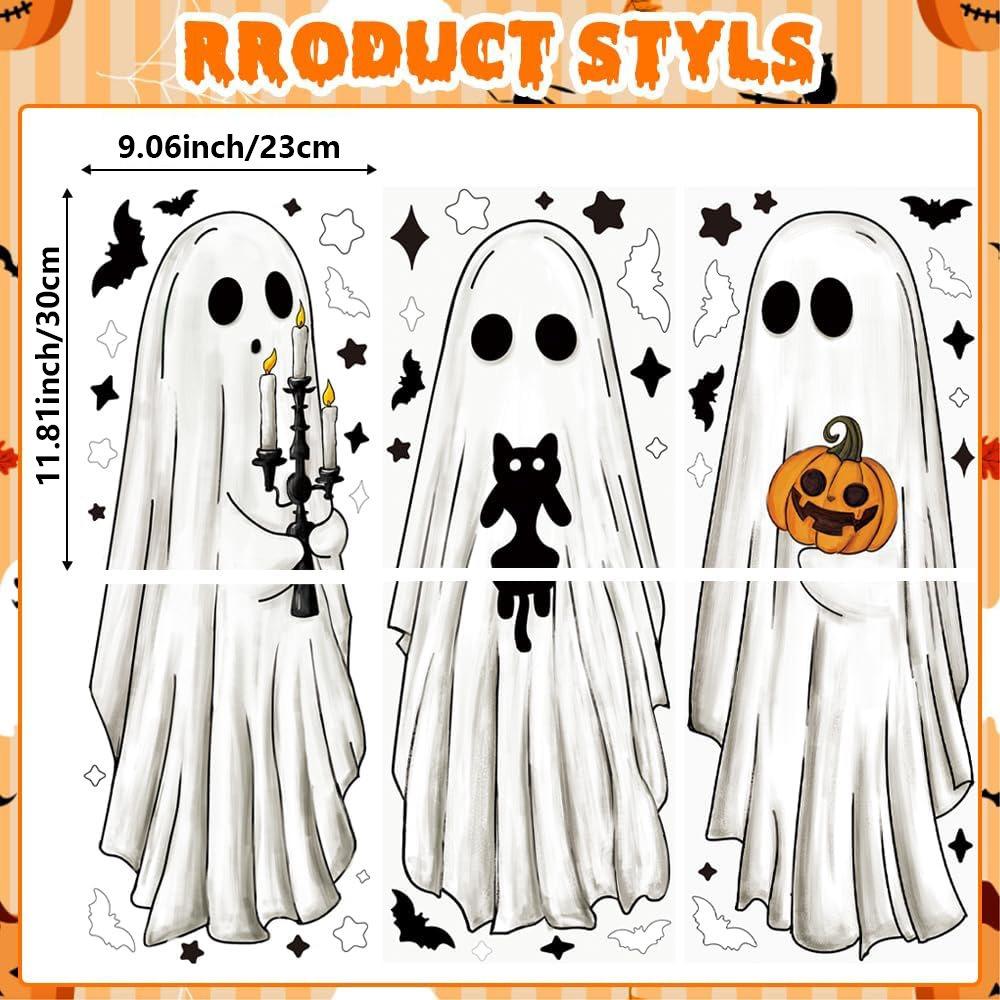 Multicolor Halloween Decoration Sticker Cartoon Ghost Window Clings Film Shopwindow Ornament