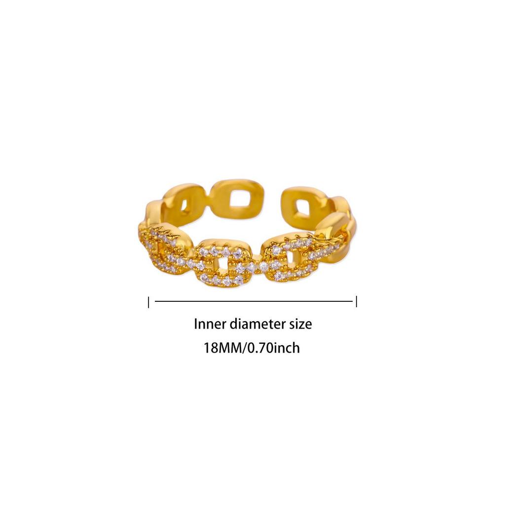 Eleganter Zirkonia-besetzter offener Ring für Damen - Schickes, leichtes Design für den täglichen Gebrauch