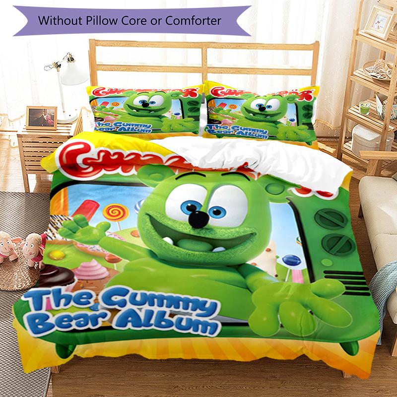 3pcs Gummy Bear1 Design Cover Set - HD Printed Bedding with 1 Cover and 2 Pillowcases - Perfect for Home and Dorm Decor